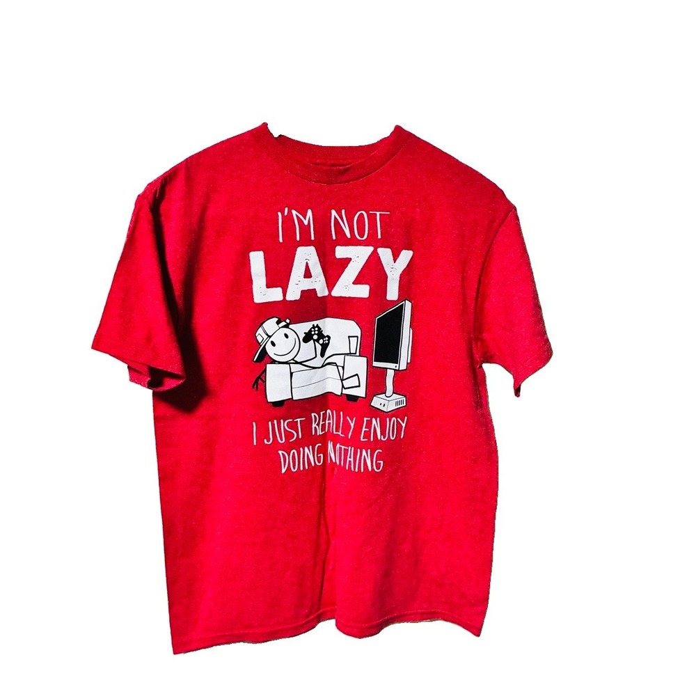 Hybrid I'm Not Lazy Red Boys T-shirt SZ XL 14-16